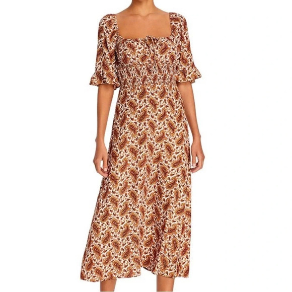 Anthropologie FAITHFULL THE BRAND Juniper Midi Dress Sable Paisley - Picture 1 of 9